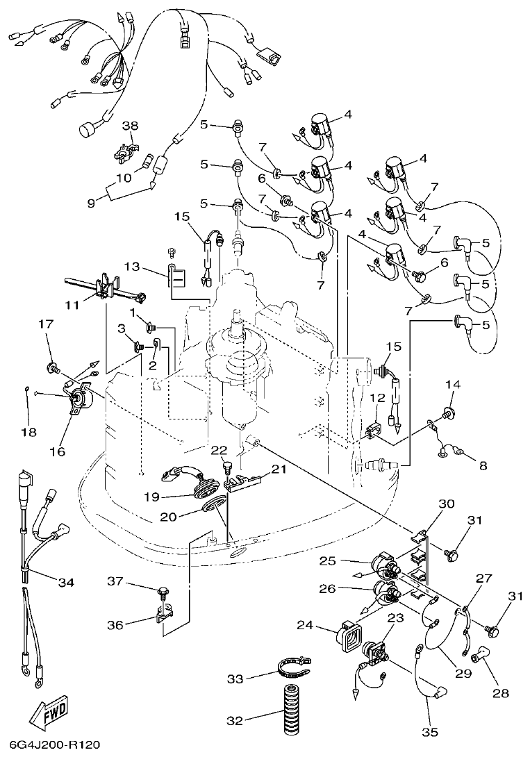 Yamaha 150AET, 200AET, L150AET, L200AET ELECTRICAL 2 parts diagram